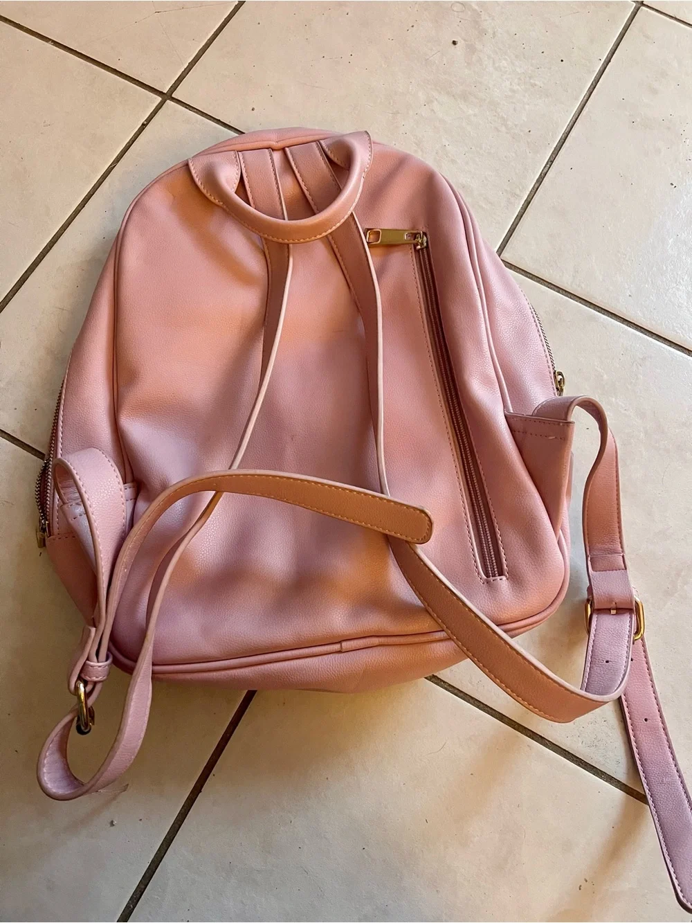 Women's Pink Leather Backpack